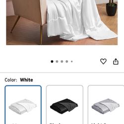 White Cooling Satin Throw Blanket