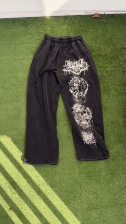 Black Graphic Skull Print Sweatpants
