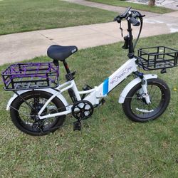 Lectric XP 2.0 Step Thru Folding Electric Bike 20X3 Fat Tire Cargo Rack Like New