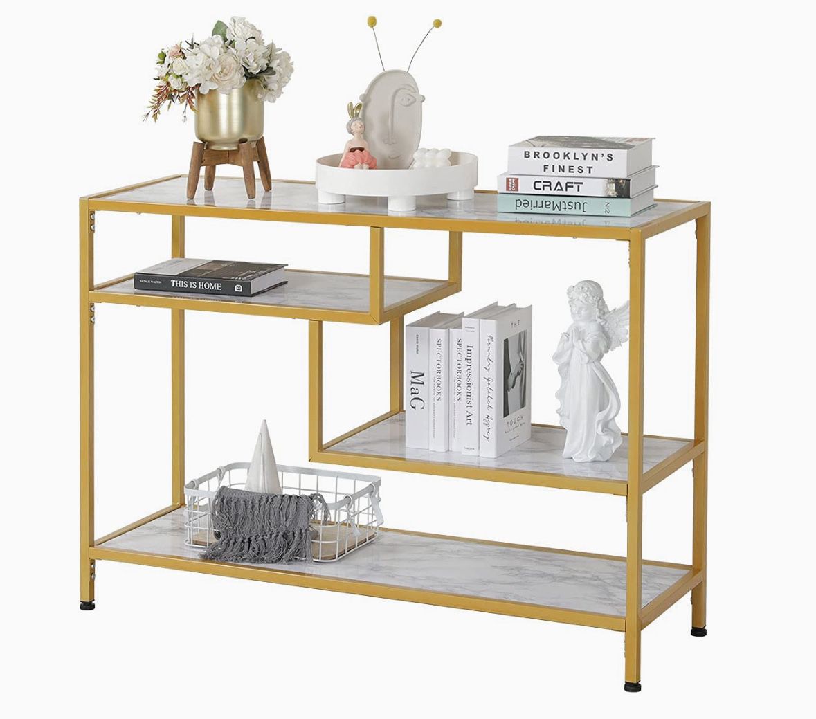 3 Tier Console Table With Storage Shelves 