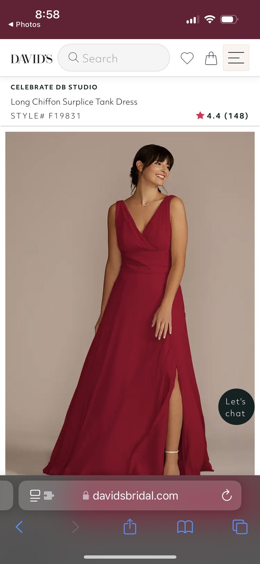 Apple Red Bridesmaid Long Chiffon Surplice Tank Dress