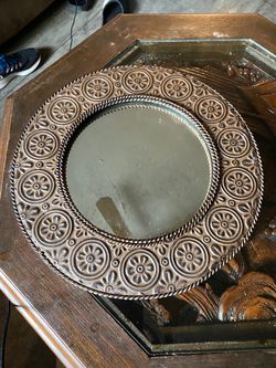 Round Decorative Wall Mirror Embossed Frame