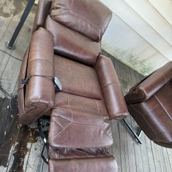 One Dark Brown, Soft, Leather Electric Reclining Chairs