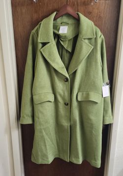Lauren Conrad Green Wool-Blend Overcoat with Tags