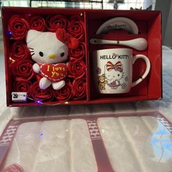 Hello Kitty Light Up Tea Set/labubu Tumbler With Plush Gift Set 
