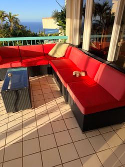 Outdoor Wicker Sectional Sofa Set with Coffee Table