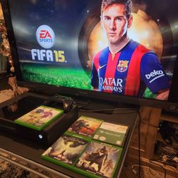 Xbox 1 with 2 controllers and 6 games. A Sealed Madden Game. ALSO COMES WITH TV!
