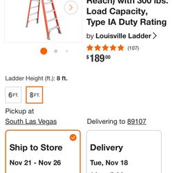 8ft Fiberglass Aluminum Louisville Ladder