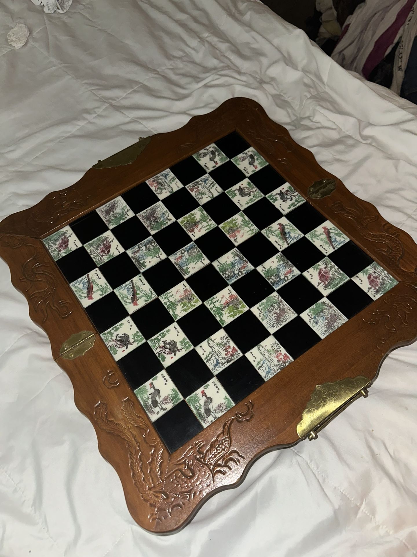Antique Hand Carved Chinese Chess Set