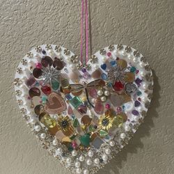 OOAK Valentine Heart Dragonfly Brooches Decor WITH Costume Jewelry Beads Rhinestone