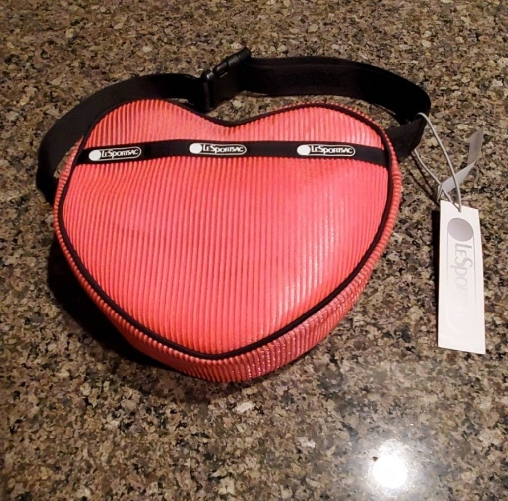 Lesportsac Neon Pink heart shaped waist belt bag