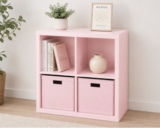 Pink Ikea Kallax / Expedit Cube shelving.