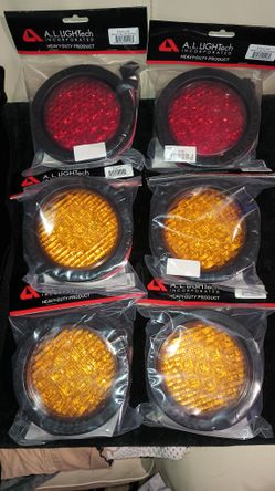 A.L. LIGTech 4 Inch Round Stop, LED Turn,Tail Two Red ,Four Amber