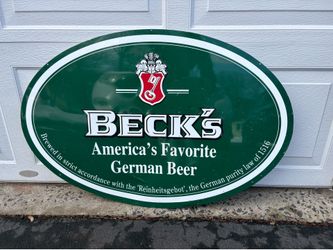 Vintage Oval Tin Beck’s Brewery Beer Advertising Sign German Beer