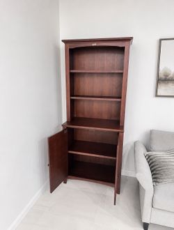 Standard Bookcase with Doors, Solid Wood Bookshelves Floor Standing 5 Tier Adjustable Shelves Organizer and Storage, 72in Tall Bookshelf for Home Offi