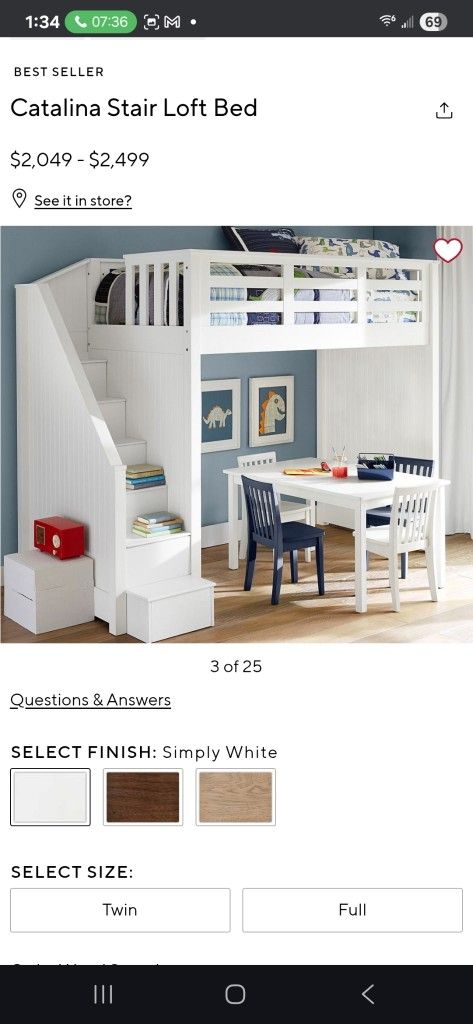 Pottery Barn Bunk Bed W/ Stairs And Brand New Bed