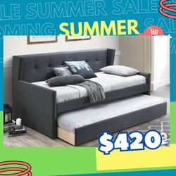 Brand New In Box Day Bed W/ Slats + Trundle  And 2 Mattresses. Pick Up  In Long Beach