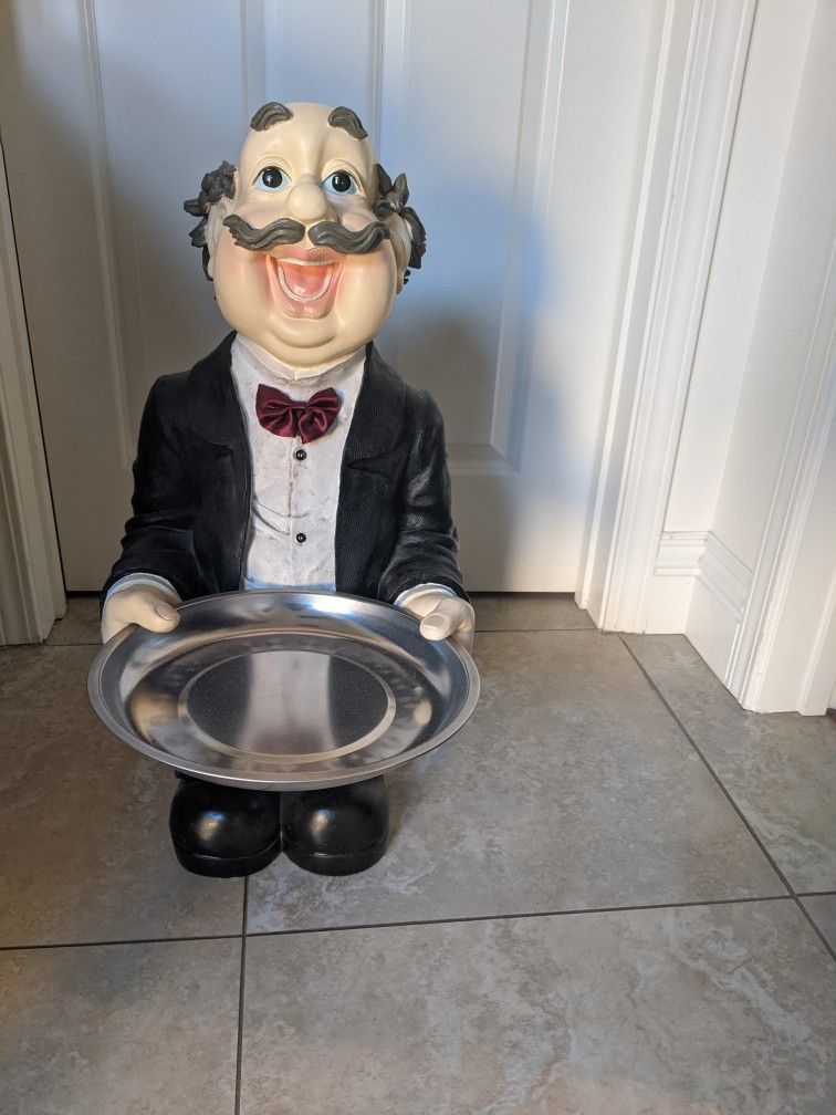 Butler Statue Holding Tray 25" Tall Home/ Restaurant Decor