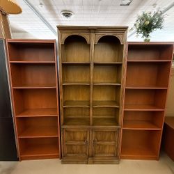 Vintage Hutch w Cabinets and Two open Bookcases