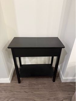 Expandable Black Side Table with Hidden Storage