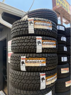 LT285/75/18 ARROYO ALL TERRAIN. (4) NEW TIRES INSTALLATION AND BALANCE 50,000 MILES WARRANTY