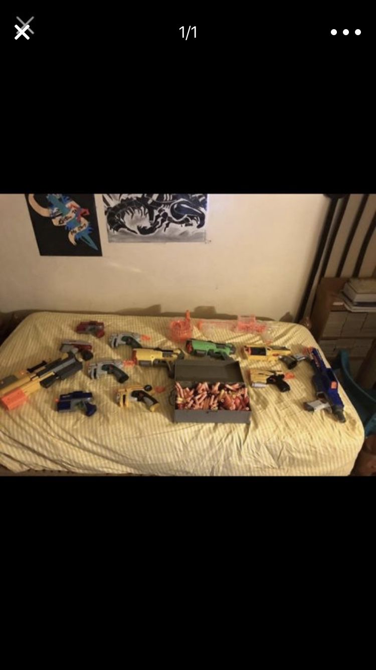 Nerf gun collection.