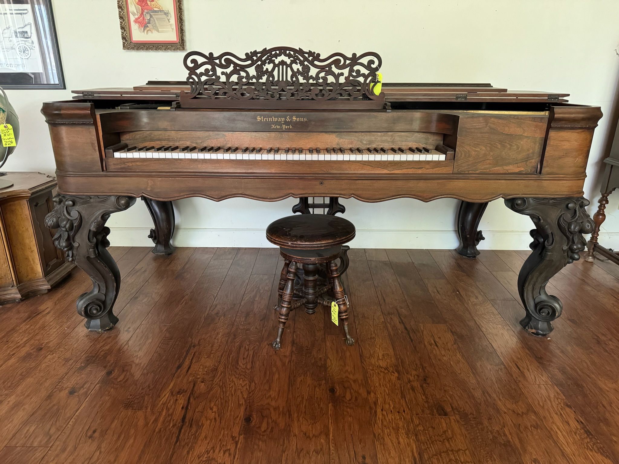 1863 Steinway & Sons Rosewood Rococo Square Grand Piano