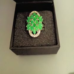 New Sz 7 Emerald Ring Sterling Silver