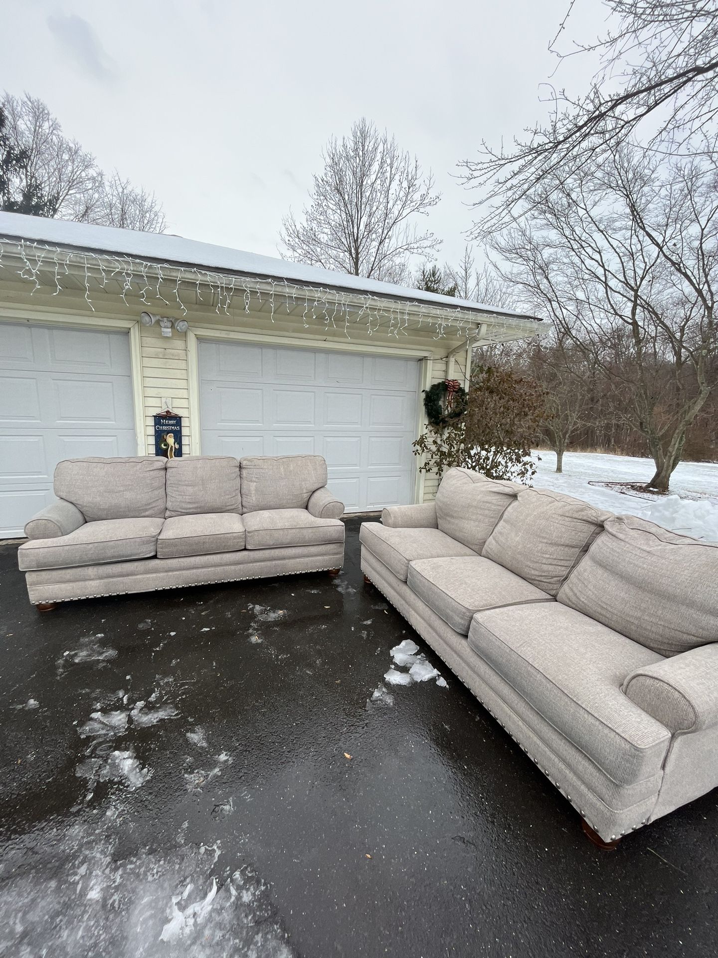 Matching Grey Fabric Sofas Free Delivery