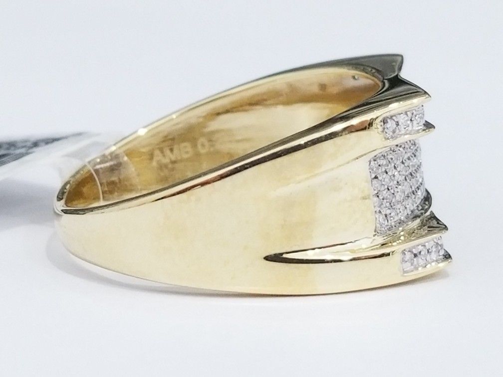 10k Yellow Gold Diamond Wedding Bridal Ring Mans Ring Band