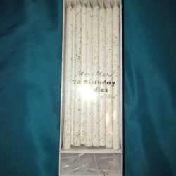 Beautiful Meri Meri White & Gold Candles Lot Of 24 Birthday 6”