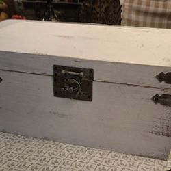 Distressed Chalk Painted Trunk With Slit In Top