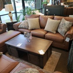 GENUINE LEATHER SOFA AND LOVESEAT SET 