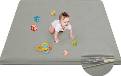 Waterproof Foam Baby Play Mat, 74” x 50”, Soft Cushioned Floor Mat for Crawling, Tummy Time & Play Area, Gray