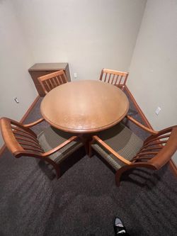 Round Wood Conference Table + 4 Matching Chairs – $250 OBO