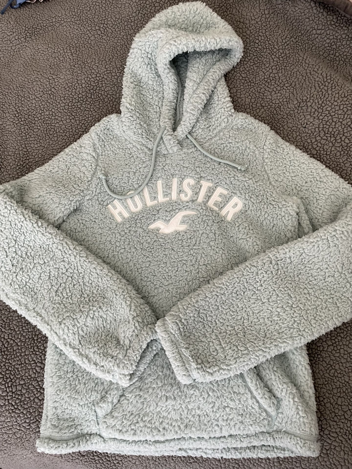 Hollister sherpa hoodie baby blue 