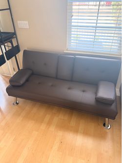 Brown leather couch ~68”