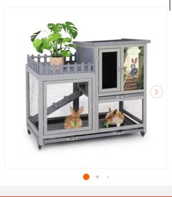 Rabbit Hutch with Wheels and Removable Trays