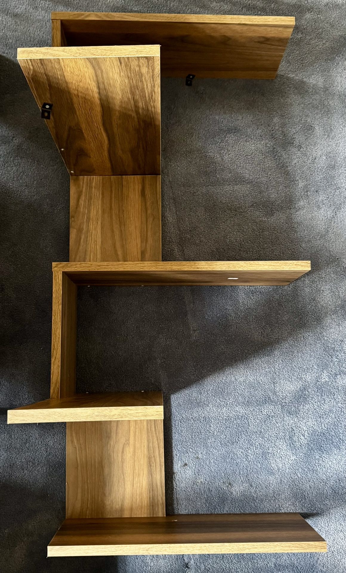 corner shelving - wood corner shelf - cool, geometric decor