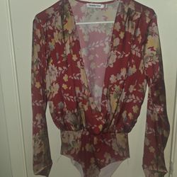 Red Satin-like Bodysuit 