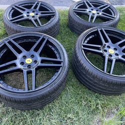 FERRARI NOVITEC-ROSSO 21”/22 3 PIECE RIMS WITH BRAND NEW TIRES cost $14,000 new 