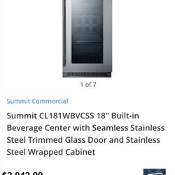 Summit CL181WBVCSS One Section Built-in Beverage Center, 2.9 cu. ft.