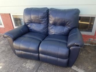 Blue Loveseat with Recliners