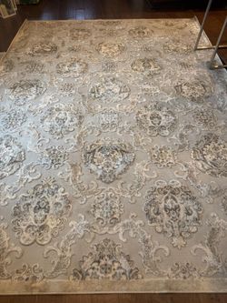 Floral Area Rug Grey 8X10