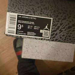 Air Jordan 3 Retro Fear – Size 9.5