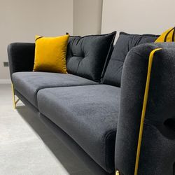 Jasmine Black Velvet Sofa & Loveseat /Living room set 