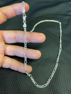 925 Plated Figaro Link Chain 22"
