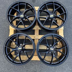 New 18 Inch BBS Style Wheels 18x8.5 +38 5x114.3 Satin Black Set of 4 Rims CB 73.1
