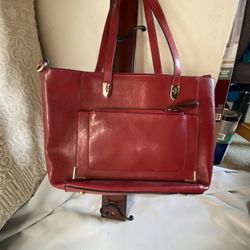 Women Large Beautiful Red Leather Shoulder Bag