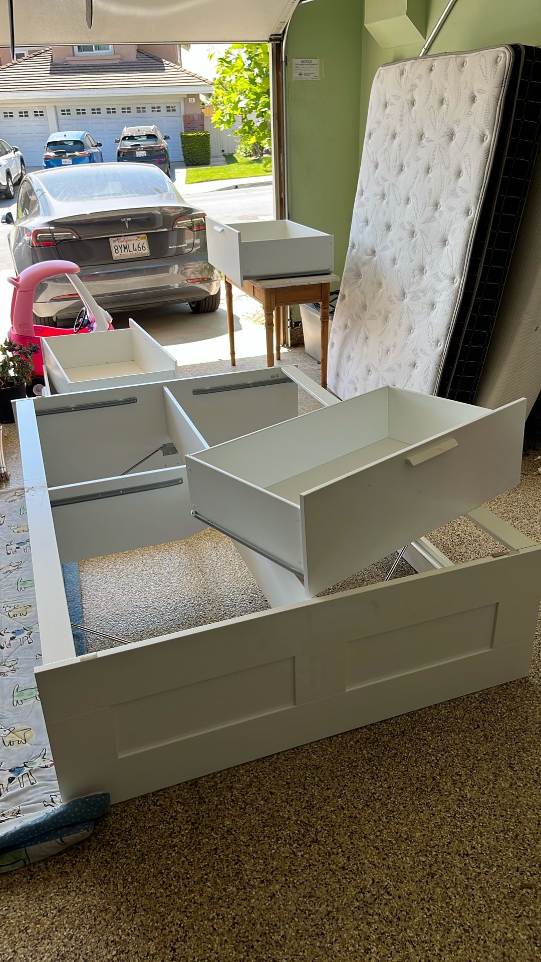 Bed- Full Size Frame With Drawers And Mattress